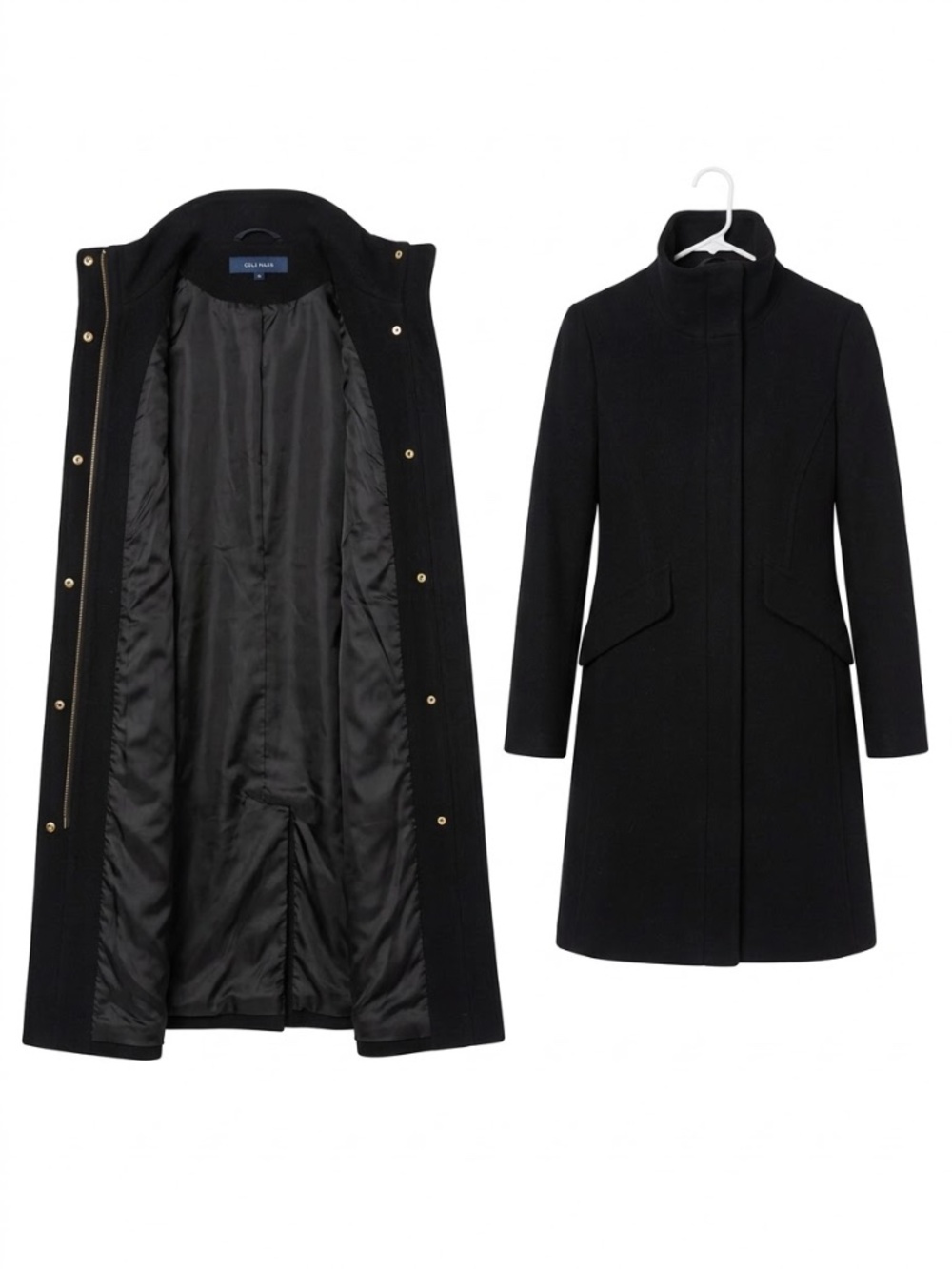 Cole Haan Black Wood Stand-Collar Coat Size 4